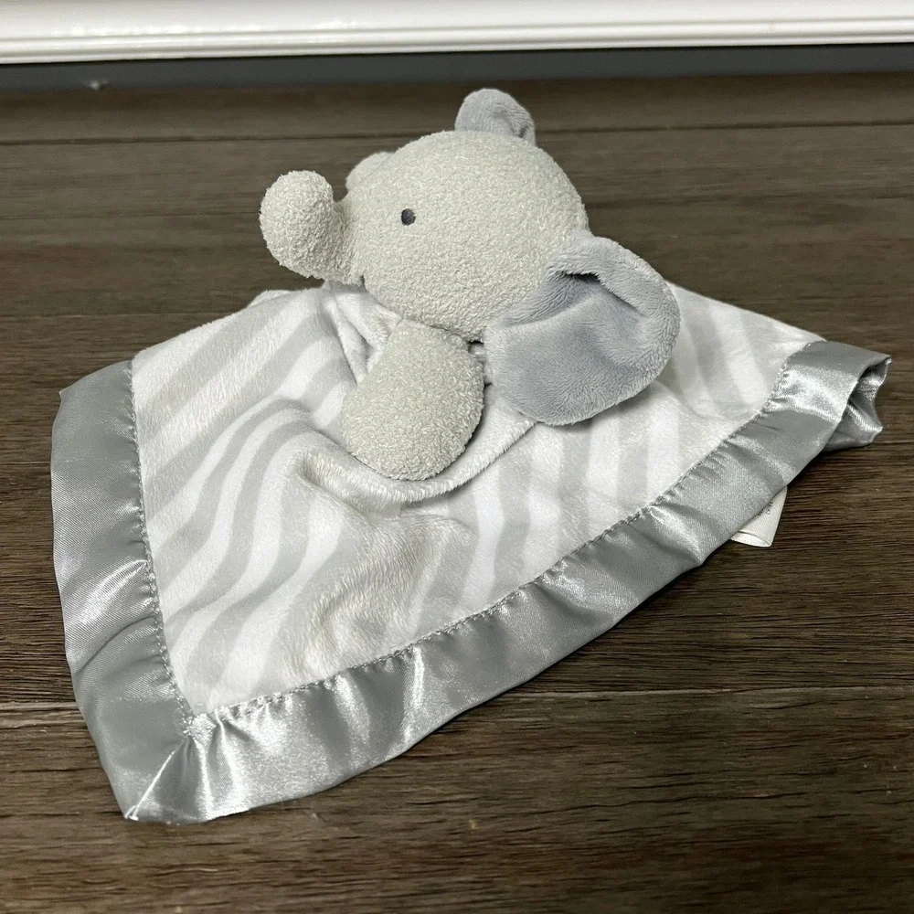 Cloud Island Grey Elephant‎ Plush with Stripes Lovey
